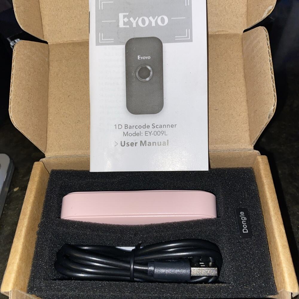 Eyoyo Portable Mini 1D Bluetooth Barcode Scanner Wireless, Pink